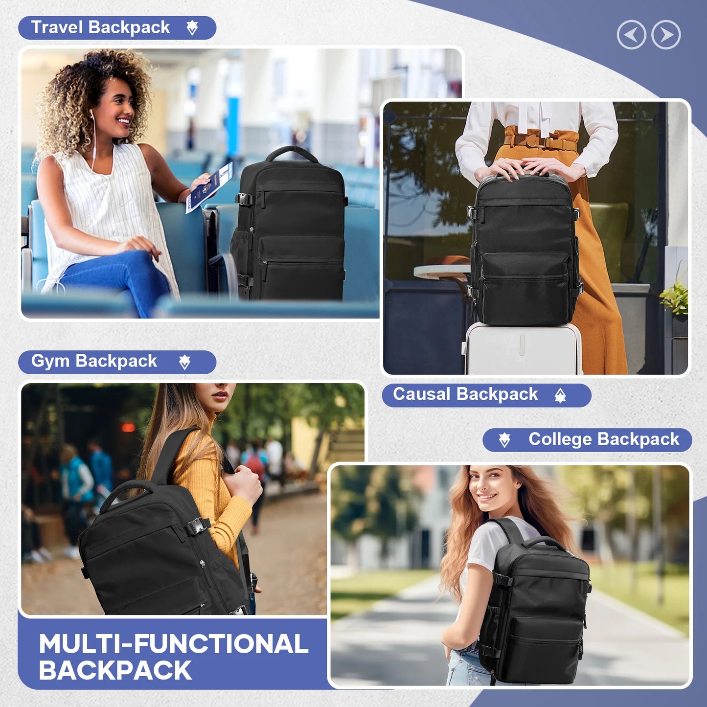 Travelaire Unisex Vacuum Compression Backpack – 15.6" Expandable Hiking & Travel Bag, Ryanair-Approved 40x20x25 Cabin Luggage