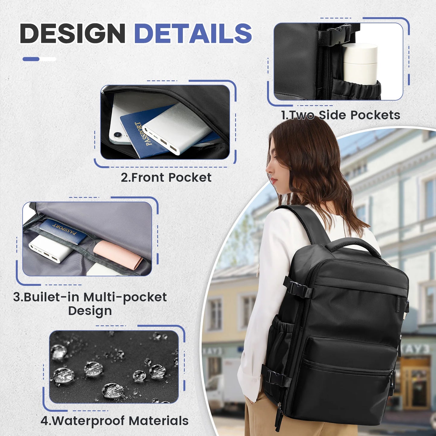 Travelaire Unisex Vacuum Compression Backpack – 15.6" Expandable Hiking & Travel Bag, Ryanair-Approved 40x20x25 Cabin Luggage
