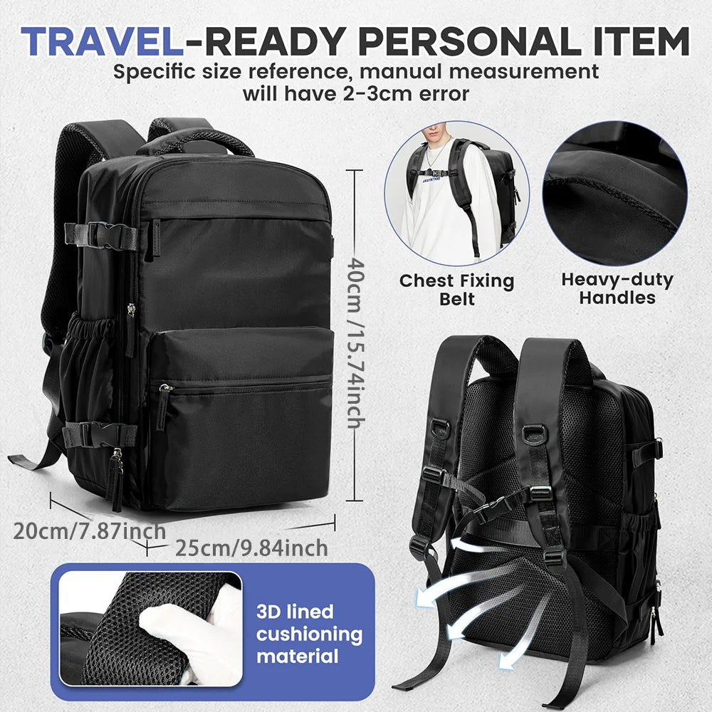 Travelaire Unisex Vacuum Compression Backpack – 15.6" Expandable Hiking & Travel Bag, Ryanair-Approved 40x20x25 Cabin Luggage